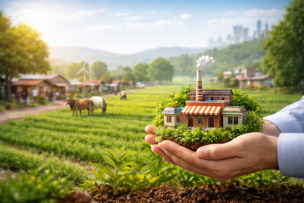 Local small businesses and rural entrepreneurship representing microeconomy growth in India